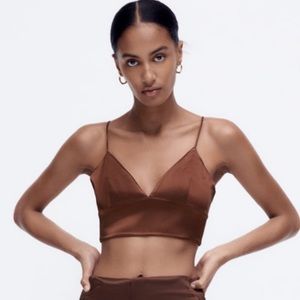 Zara Satin Effect Crop Top